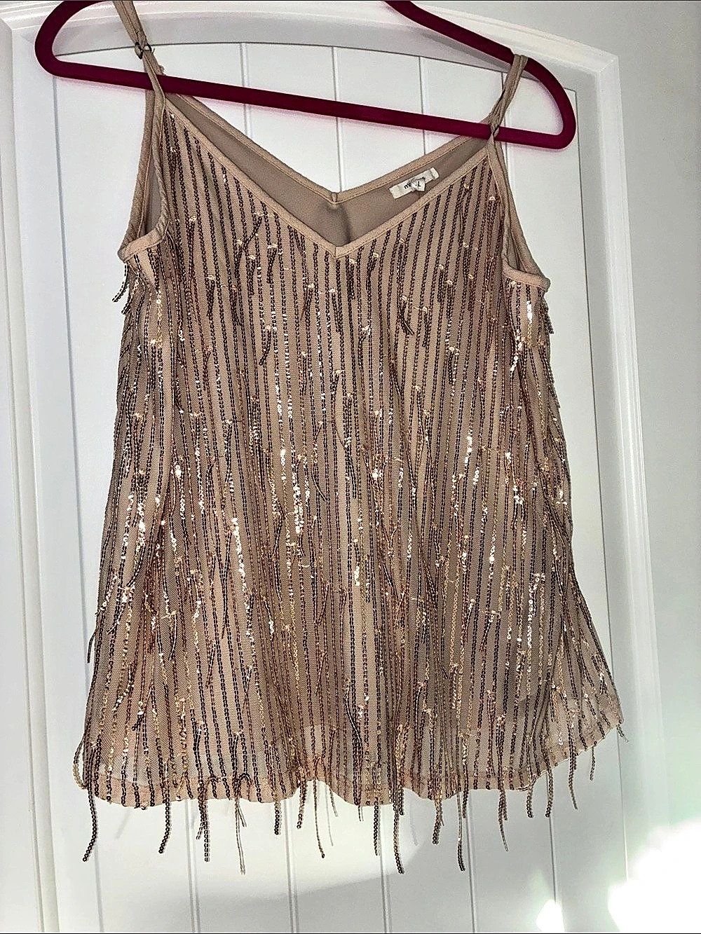 maurices Sequin Fringe Cami Beige & Gold Large